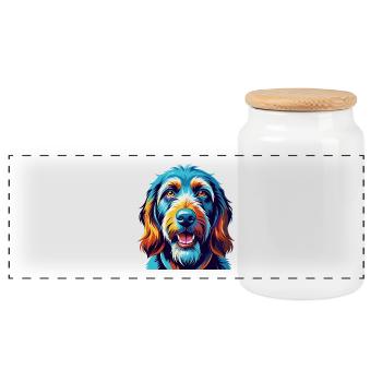 Otterhound Hunderasse Bunte Karikatur Kawaii - Panorama Keksdose mit Holzdeckel - Weiß - Vorne