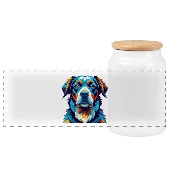 Chien norvégien Dunker Chien Race Dessin animé Kawaii - Boîte à biscuits avec couvercle en bois - blanc - Devant