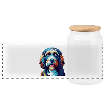 Petit Basset Griffon Vendéen Hunderasse Karikatur - Panorama Keksdose mit Holzdeckel - Weiß - Vorne
