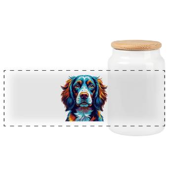 Picardie Spaniel Hunderasse Bunte Karikatur Kawaii - Panorama Keksdose mit Holzdeckel - Weiß - Vorne