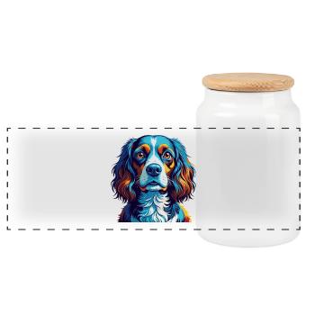 Pont Audemer Epagneul Chien Race Dessin Animé Kawaii - Boîte à biscuits avec couvercle en bois - blanc - Devant