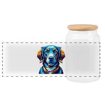 Retriever Hund Rasse Bunt Karikatur Kawaii - Panorama Keksdose mit Holzdeckel - Weiß - Vorne