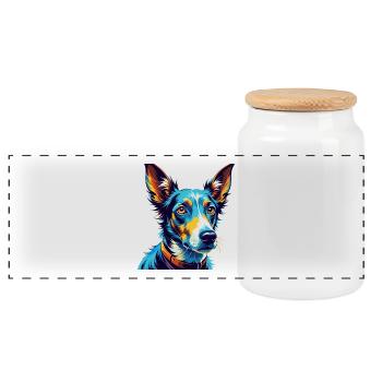 Podenco Ibizenco Hunderasse Bunte Karikatur Kawaii - Panorama Keksdose mit Holzdeckel - Weiß - Vorne