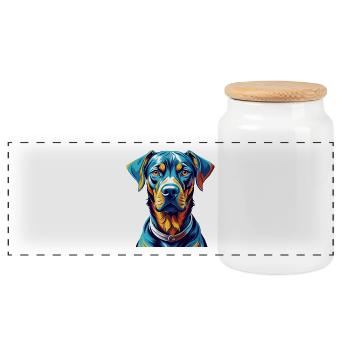 Rhodesian Ridgeback Hunderasse Karikatur Kawaii - Panorama Keksdose mit Holzdeckel - Weiß - Vorne