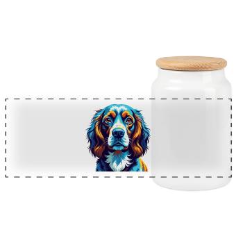 Saint Usuge Epagneul Chien Race Dessin Animé Kawaii - Boîte à biscuits avec couvercle en bois - blanc - Devant