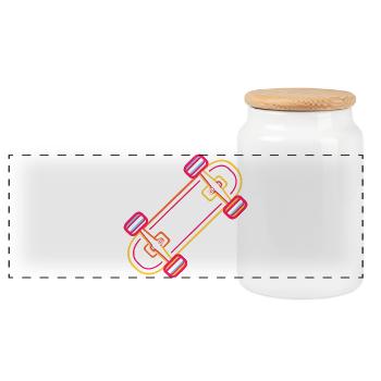 Skateboard Cartoon Look - Panoramic Cookie Jar with Wooden Lid - white - Front