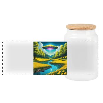 UFO - Panorama Keksdose mit Holzdeckel - Weiß - Vorne