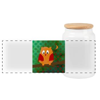 Eule Uhu Punkte Dots Wald Poster Muster Kinder - Panorama Keksdose mit Holzdeckel - Weiß - Vorne
