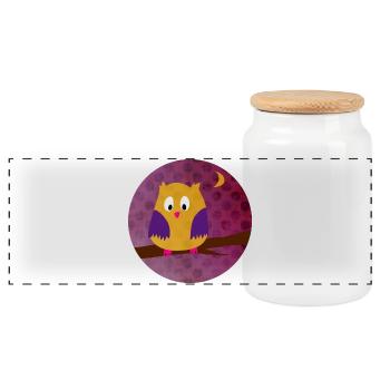 Eule Uhu Dots Punkte Kreis Wald lila Kinder Tiere - Panorama Keksdose mit Holzdeckel - Weiß - Vorne
