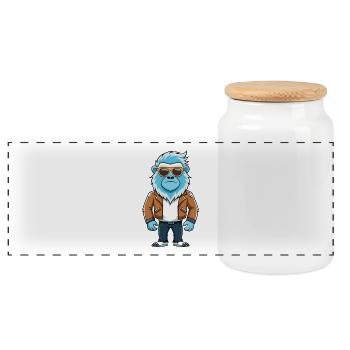 Yeti Funny Cartoon Kawaii Veste Lunettes de soleil - Boîte à biscuits avec couvercle en bois - blanc - Devant