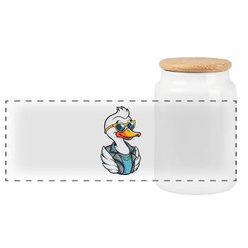 Swan Funny Cartoon Kawaii Veste Lunettes de soleil - Boîte à biscuits avec couvercle en bois - blanc - Devant