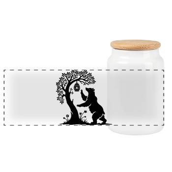 Charmant ours en voleur de miel sur une ruche - Boîte à biscuits avec couvercle en bois - blanc - Devant