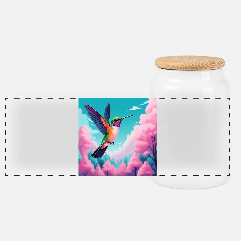 Kolibri - Panorama Keksdose mit Holzdeckel - Weiß