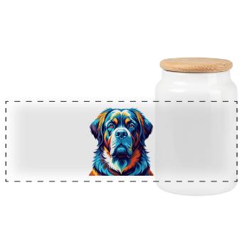 Mastiff des Alpes Chien Race Coloré Dessin Animé Kawaii - Boîte à biscuits avec couvercle en bois - blanc - Devant
