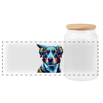 Amerikanischer Leopard Hound Hunderasse Karikatur Kawaii - Panorama Keksdose mit Holzdeckel - Weiß - Vorne