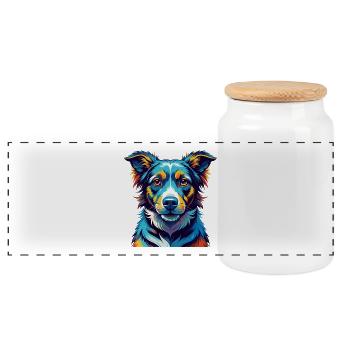 Billy Dog Breed Coloré Aquarelle Dessin animé Kawaii - Boîte à biscuits avec couvercle en bois - blanc - Devant