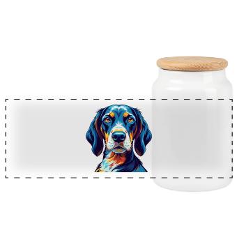 Bluetick Coonhound Hunderasse Karikatur Kawaii - Panorama Keksdose mit Holzdeckel - Weiß - Vorne