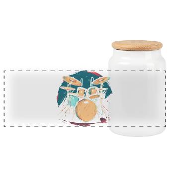 Trapset Illustration - Panoramic Cookie Jar with Wooden Lid - white - Front