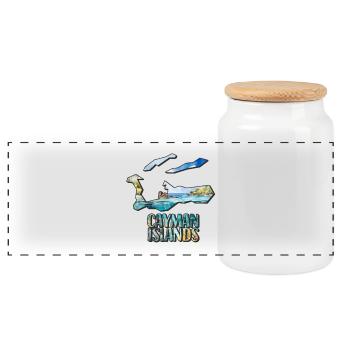 Carte à l’aquarelle Îles Caïmans - Boîte à biscuits avec couvercle en bois - blanc - Devant