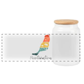 Fuerteventura Umriss Karte Kanaren retro vintage - Panorama Keksdose mit Holzdeckel - Weiß - Vorne
