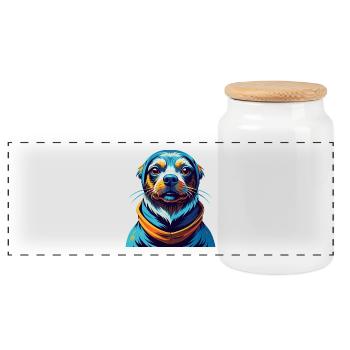 Seskar phoque chien race coloré dessin animé Kawaii - Boîte à biscuits avec couvercle en bois - blanc - Devant