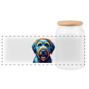 Wheaten Terrier à poil doux Dog Breed Cartoon - Boîte à biscuits avec couvercle en bois - blanc - Devant