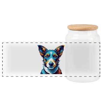 Glatter Foxterrier Hunderasse Karikatur Kawaii - Panorama Keksdose mit Holzdeckel - Weiß - Vorne