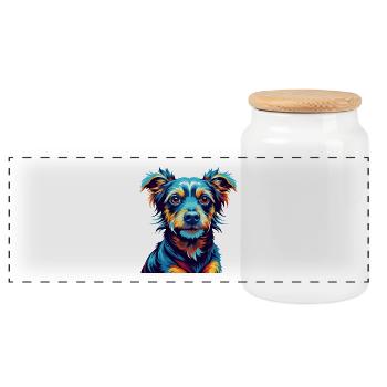 Tyroler Bracke Hunderasse Bunte Karikatur Kawaii - Panorama Keksdose mit Holzdeckel - Weiß - Vorne