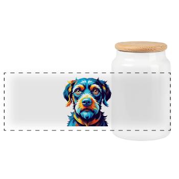 Stephens Cur Chien Race Coloré Dessin Animé Kawaii - Boîte à biscuits avec couvercle en bois - blanc - Devant