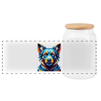 Tosa Chien Race Coloré Aquarelle Dessin Animé Kawaii - Boîte à biscuits avec couvercle en bois - blanc - Devant