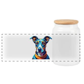 Whippet Hunderasse Bunte Karikatur Kawaii - Panorama Keksdose mit Holzdeckel - Weiß - Vorne