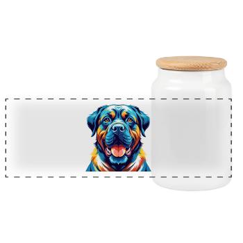 Transmontano Mastiff Hunderasse Karikatur Kawaii - Panorama Keksdose mit Holzdeckel - Weiß - Vorne