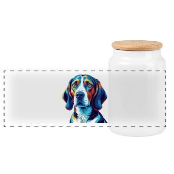 Treeing Walker Coonhound Hunderasse Karikatur Kawaii - Panorama Keksdose mit Holzdeckel - Weiß - Vorne