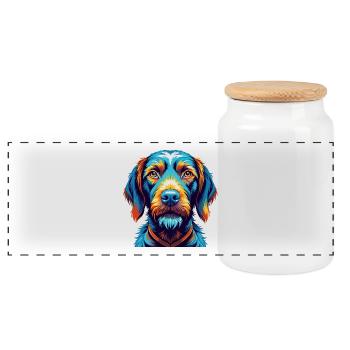 Drahthaarige Vizsla Hunderasse Karikatur Kawaii - Panorama Keksdose mit Holzdeckel - Weiß - Vorne