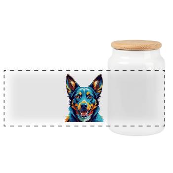 Australische Kelpie Hunderasse Karikatur Kawaii - Panorama Keksdose mit Holzdeckel - Weiß - Vorne
