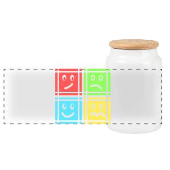 Geometric Patterns - Panoramic Cookie Jar with Wooden Lid - white - Front