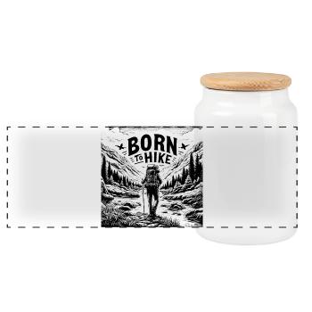 Born to hike - Panoramic Cookie Jar with Wooden Lid - white - Front