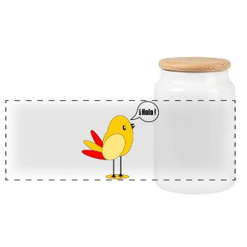 SPAIN COUNTRY FLAG SPANISH BIRD - Panoramic Cookie Jar with Wooden Lid - white - Front