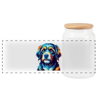 Austrian Brandlbracke Dog Breed Cartoon Kawaii - Panoramic Cookie Jar with Wooden Lid - white - Front