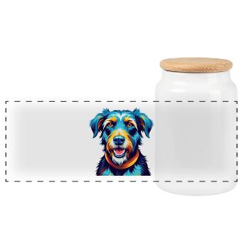 Amerikanischer Wasserhund Hunderasse Karikatur Kawaii - Panorama Keksdose mit Holzdeckel - Weiß - Vorne