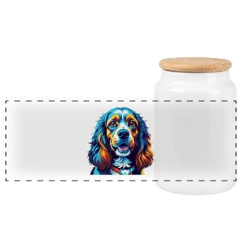 Cocker américain Spaniel Chien Race Dessin animé Kawaii - Boîte à biscuits avec couvercle en bois - blanc - Devant