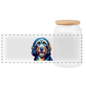 Basset Griffon Vendeen Hunderasse Karikatur Kawaii - Panorama Keksdose mit Holzdeckel - Weiß - Vorne