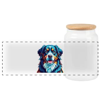 Berner Laufhund Hunderasse Bunte Karikatur Kawaii - Panorama Keksdose mit Holzdeckel - Weiß - Vorne