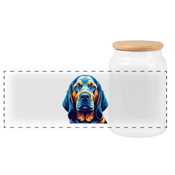 Bloodhound Hunderasse Bunte Karikatur Kawaii - Panorama Keksdose mit Holzdeckel - Weiß - Vorne