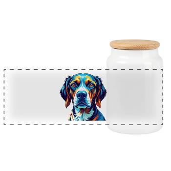 Burgos pointeur chien race coloré dessin animé kawaii - Boîte à biscuits avec couvercle en bois - blanc - Devant