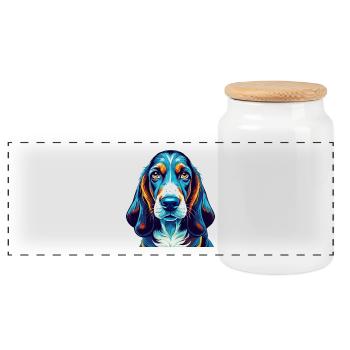 Blaue Gascogne Basset Hunderasse Karikatur Kawaii - Panorama Keksdose mit Holzdeckel - Weiß - Vorne
