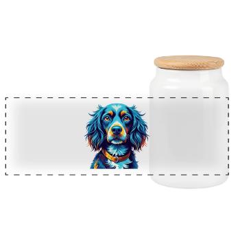 Epagneul Bleu Picardie Chien Race Dessin Animé Kawaii - Boîte à biscuits avec couvercle en bois - blanc - Devant
