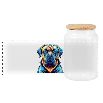 Belgische Dogge Hunderasse Bunte Karikatur Kawaii - Panorama Keksdose mit Holzdeckel - Weiß - Vorne