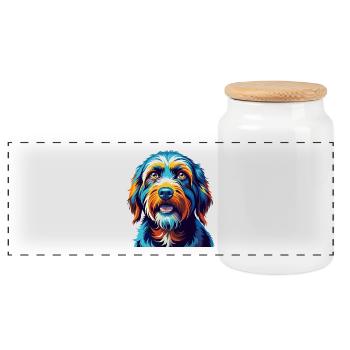 Brikett Griffon Vendeen Hunderasse Karikatur Kawaii - Panorama Keksdose mit Holzdeckel - Weiß - Vorne