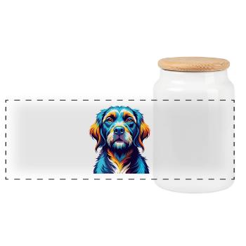 Danois Broholmer Chien Race Coloré Dessin Animé Kawaii - Boîte à biscuits avec couvercle en bois - blanc - Devant